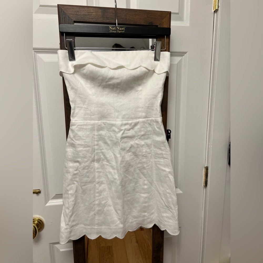 Reformation White Strapless Dress with scalloped detail - Picture 3 of 6
